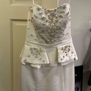 Beautiful white strapless dress with pearls.